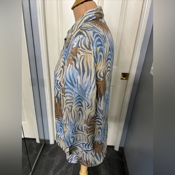Vintage Kathy Che Animal Zebra Print Semi Sheer Button Up Blouse - Picture 5 of 8